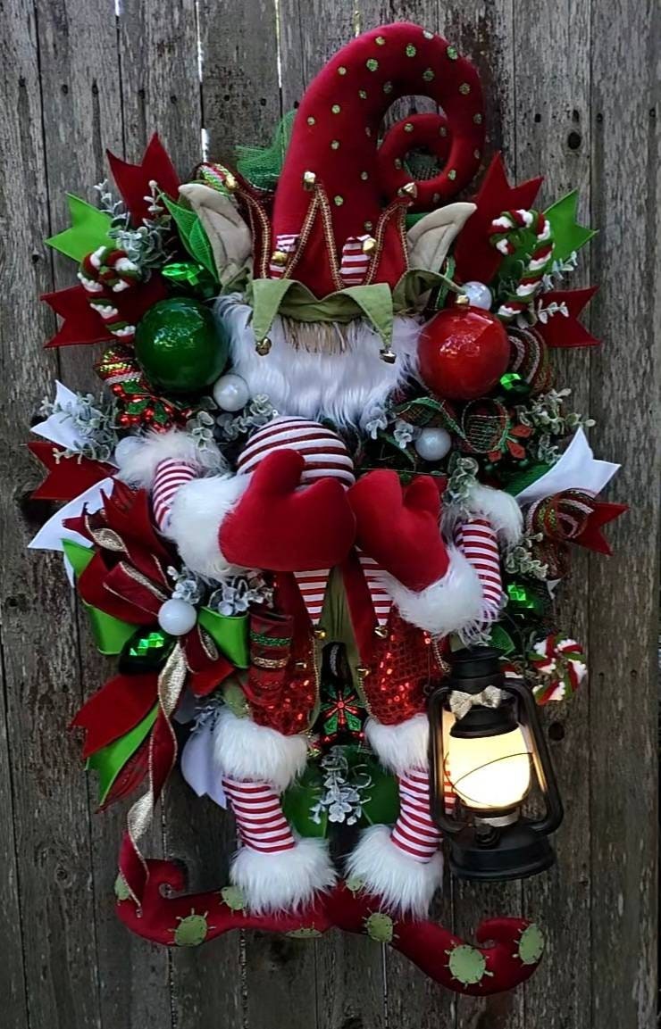 Christmas Wreath Front Door Wreath Elf Wreath XL Elf - Etsy