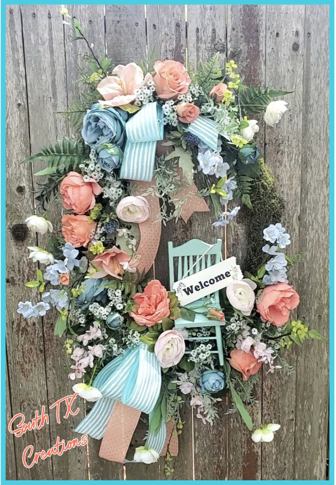 Welcome Floral Grapevine Wreath for Front Door, Spring or Summer
