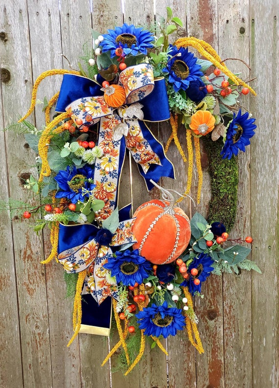 Fall Wreath, Pumpkin Wreath, Fall Pumpkin Wreath, Autumn Wreath, Fall Decor, Pumpkin Decor, Front Door Wreath,Elegant Fall Wreath