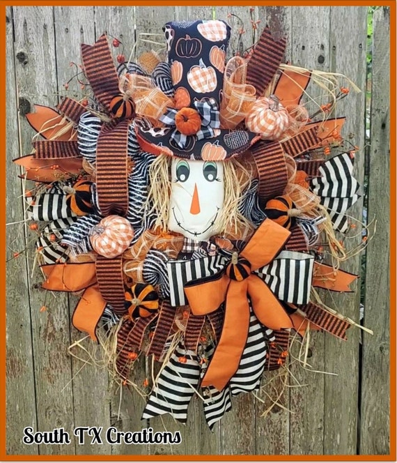 Fall Wreath, Scarecrow Wreath,Halloween Wreath, Fall Thanksgiving Wreath, Scarecrow Decor, Rustic Farmhouse Wreath, Thanksgiving Wreath