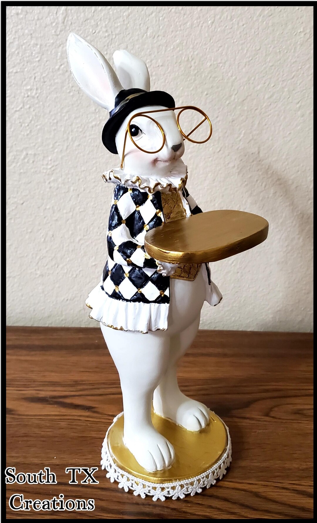 White Rabbit Figurine, Deluxe Dapper Rabbit, English Rabbit, White ...