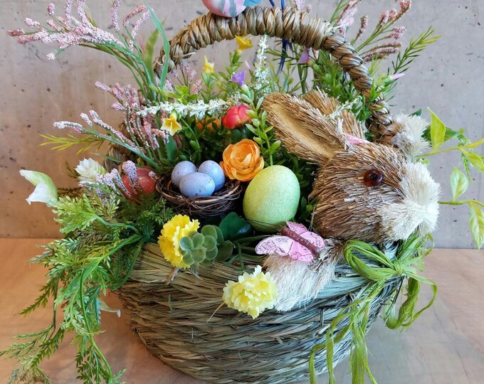 Easter Basket Centerpiece Bunny Basket Spring Basket Easter Etsy
