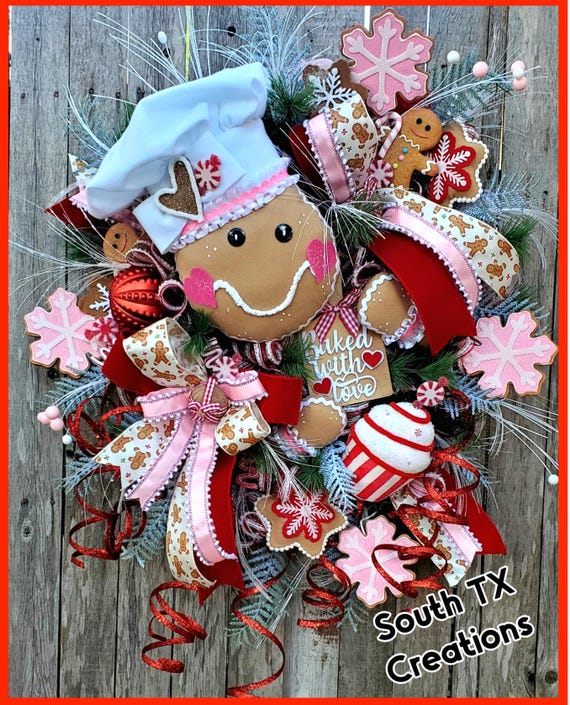 Christmas Wreath, Front Door Wreath, Holiday Swag, Holiday Wreath, Christmas Door, Whimsical Christmas, Candy Wreath, Gingerbread Wreath