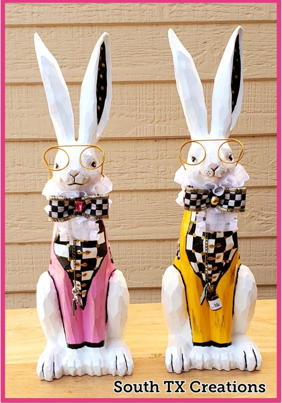 White Rabbit Figurine, Deluxe Dapper Rabbit, English Rabbit, White Rabbit, Victorian Rabbit, Whimsical Rabbit