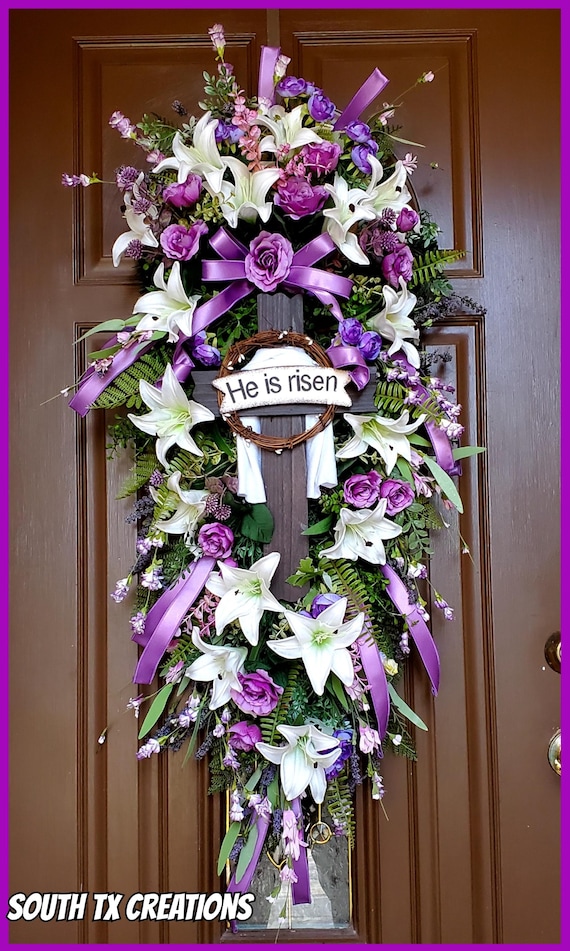 Easter Wreath, He Is Risen Wreath, Spring Wreath, Religious Wreath, Easter Religious Wreath, Easter Decor, Spring Decor, Easter Decor
