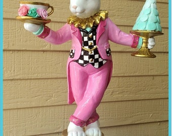 White Rabbit Figurine, Deluxe Dapper Rabbit, English Rabbit, White Rabbit, Victorian Rabbit, Whimsical Rabbit