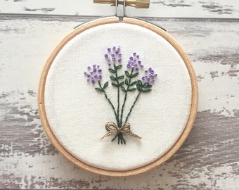 Lavender Embroidery Hoop Art - Embroidery Flower Wall Art - Home Gift - Hand Embroidery Art - Embroidery Hoop Art