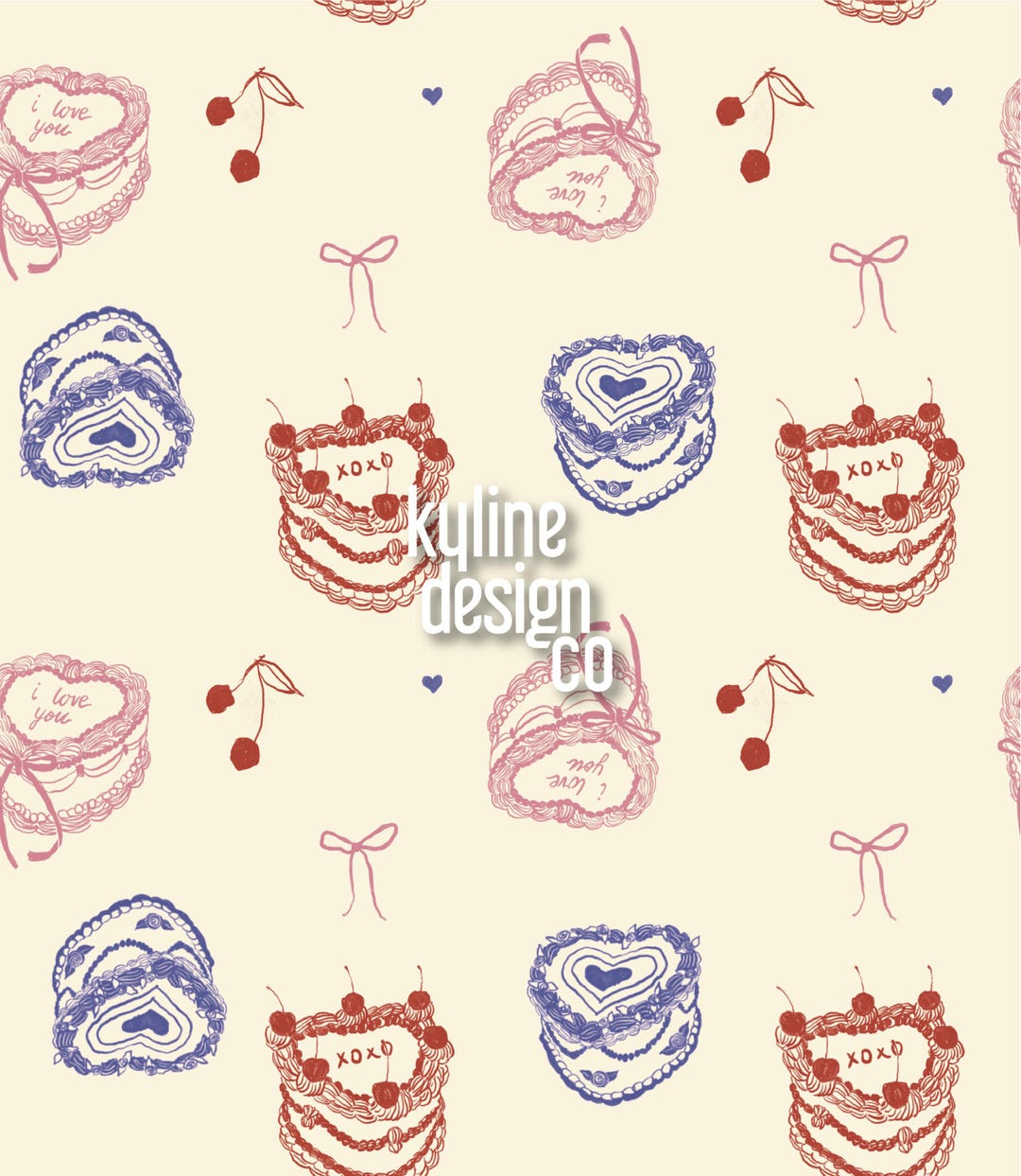 Retro Heart Cake Valentine's Day Seamless Pattern - Etsy