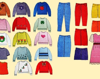 More Clothes for E's Friends Paper Doll Machine Embroidery Designs