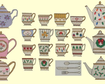 Tiny Tea Treasures Machine Embroidery Designs
