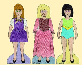 E's Friends Paper Doll Machine Embroidery Designs