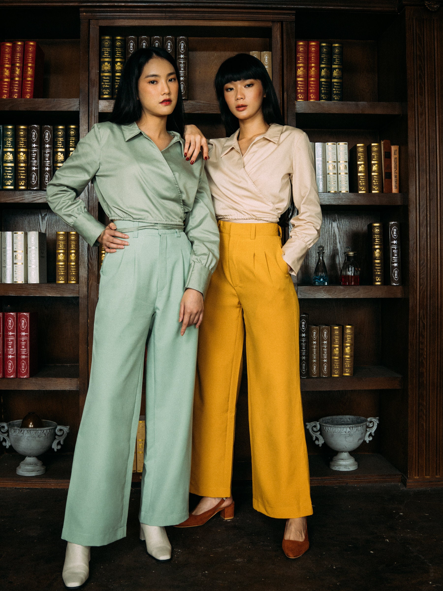 Mustard Yellow Belt Pants With High Waist and Straight Wide Etsy