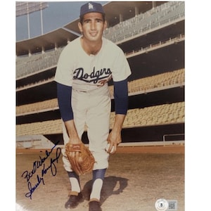 Photo Dodgers 8 x 10 signé et inscrit Sandy Koufax BOLD Signature Beckett LOA