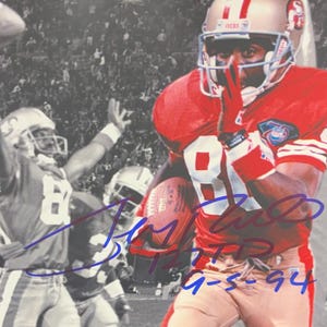 Jerry Rice Signed RARE San Francisco 49ers 127 TD Record 8x10 Photo w/2 inscriptions