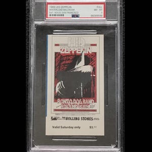 1969 Led Zeppelin Winterland Ballroom San Francisco 11/8/69 Konzert Full Ticket PSA 8
