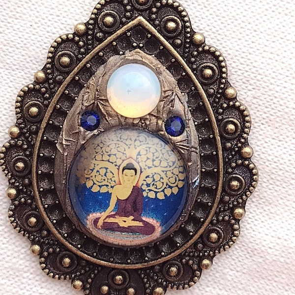 Buddha, Bodhi Tree, Meditation, Amulet, Pendant, PA-537