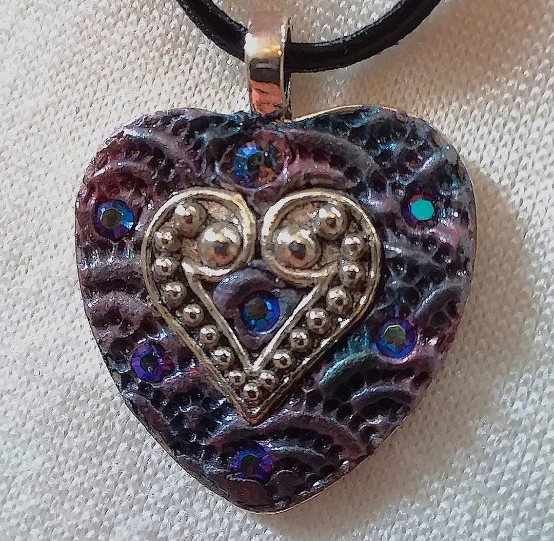 Heart, Elegant, Mysterious, Purple, Blue, Pendant, PA-118 - Etsy