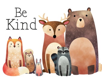 Nursery Animal Decor - Be Kind - Woodland Animals - Woodland Animals Nursery Decor