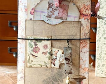 Whimsical Autumn Junk Journal, Vintage Ephemera, Soft Cover Handmade (8.5" x 5.5")