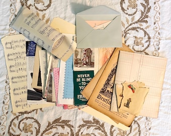 Vintage Ephemera Packet: Junk Journal Supplies, Over 60 Pieces