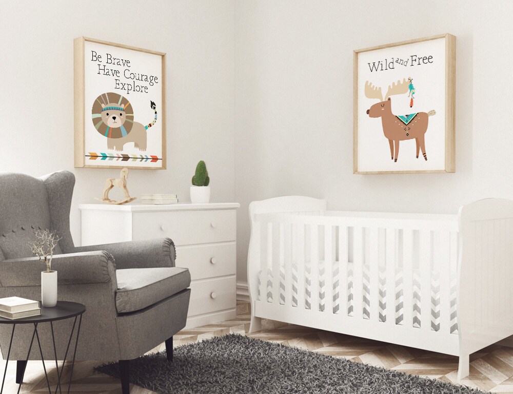 Elch Kinderzimmer Print - Wild and Free - Wald Elch Kinderzimmer ...