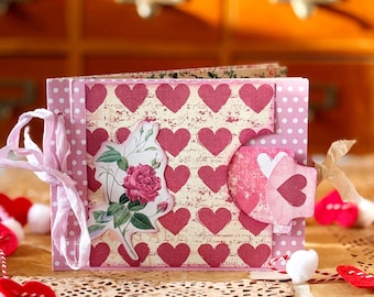 Handmade Valentine Keepsake Journal – Mini Folio with Pockets
