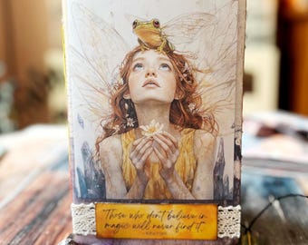 Fairy Junk Journal with Crystals: Handmade Vintage Style Writing Journal