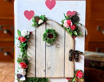 Alice in Wonderland Junk Journal | Whimsical Cottage Door Hardcover | 120 Pages Ephemera