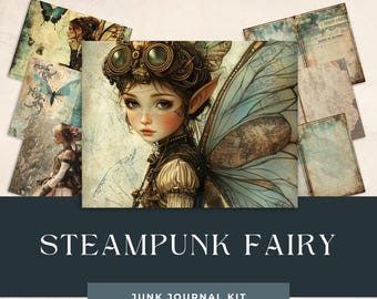 Steampunk Fairy Junk Journal Kit, Ephemera Paper (Digital Download)