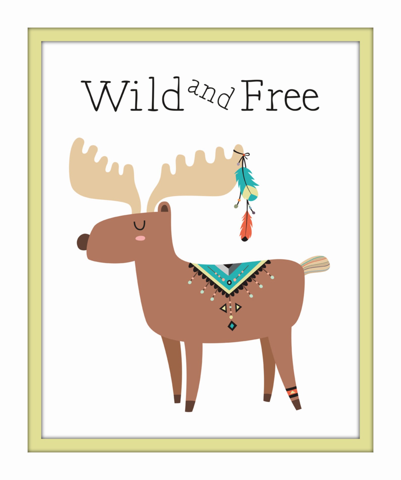 Elch Kinderzimmer Print - Wild and Free - Wald Elch Kinderzimmer ...