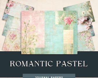 Romantic Pastel Floral Scrapbook Paper, Damask Prints (Digital Download)