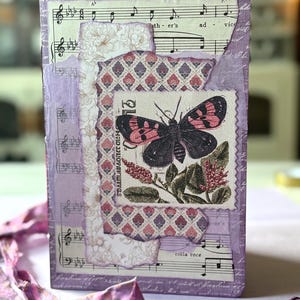 Pretty in Pink & Purple Junk Journal – Handmade Vintage Style Journal with Pockets, Tuck Spots, Tags and Journaling Cards