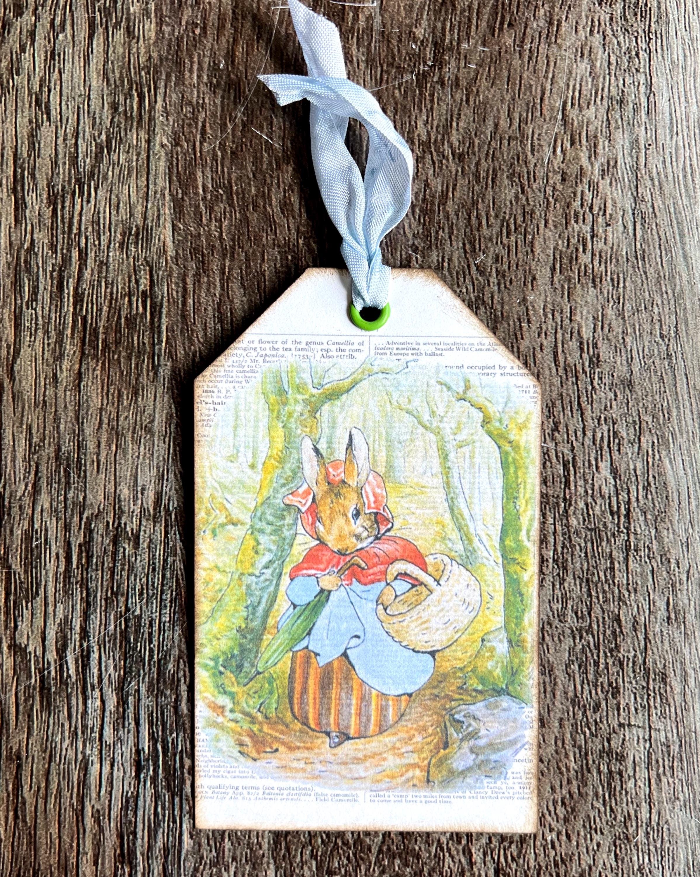 Set of Vintage Peter Rabbit Tags Layered With Book Pages ...