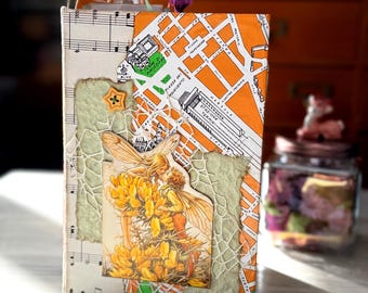 Handmade Fairy Junk Journal, Flower Fairies, Vintage Ephemera, Hand-Dyed Papers