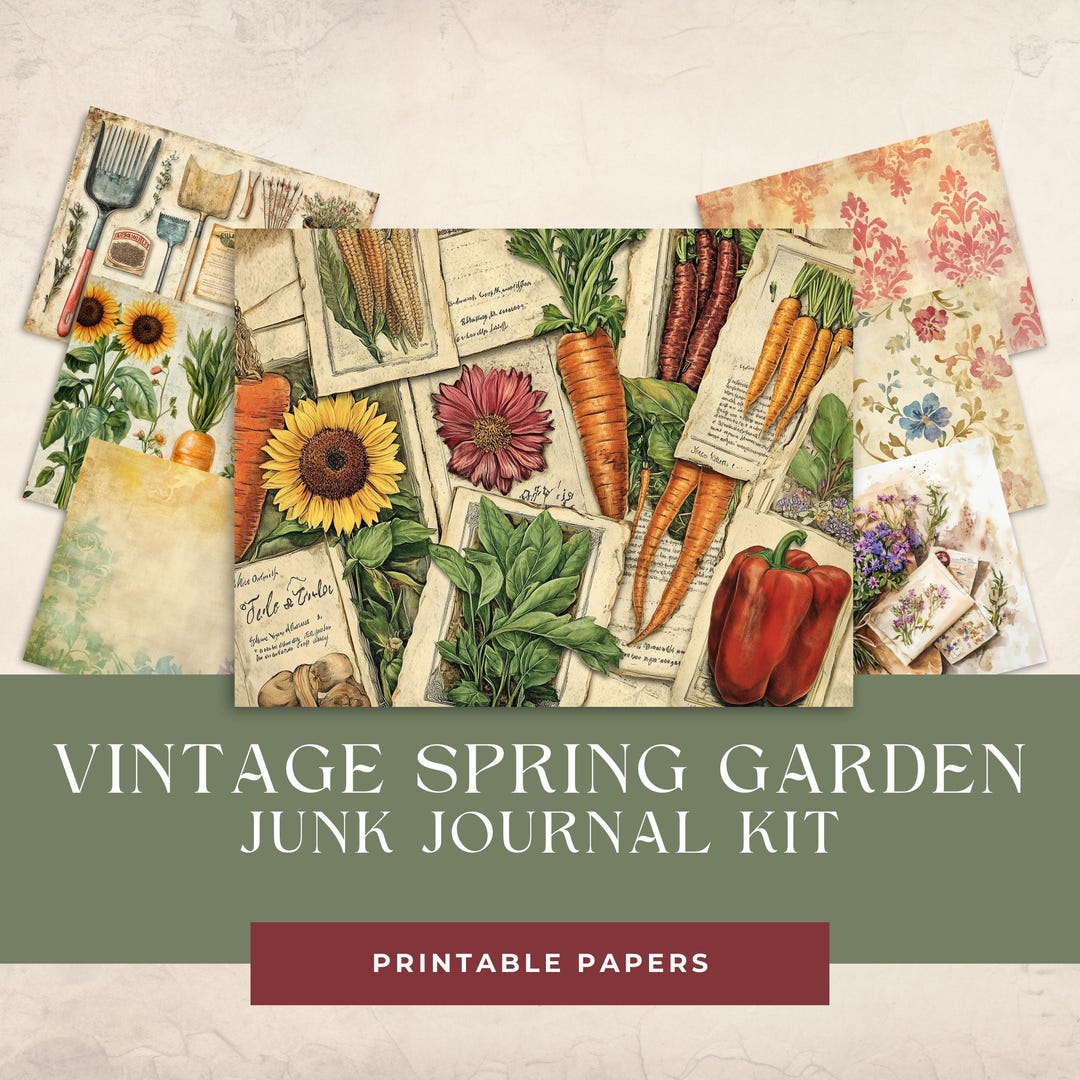 Vintage Spring Garden Junk Journal Kit, Printable Floral Papers ...