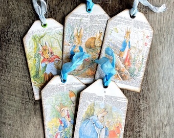 Vintage Peter Rabbit Gift Tags, Junk Journal Ephemera, Set of 5