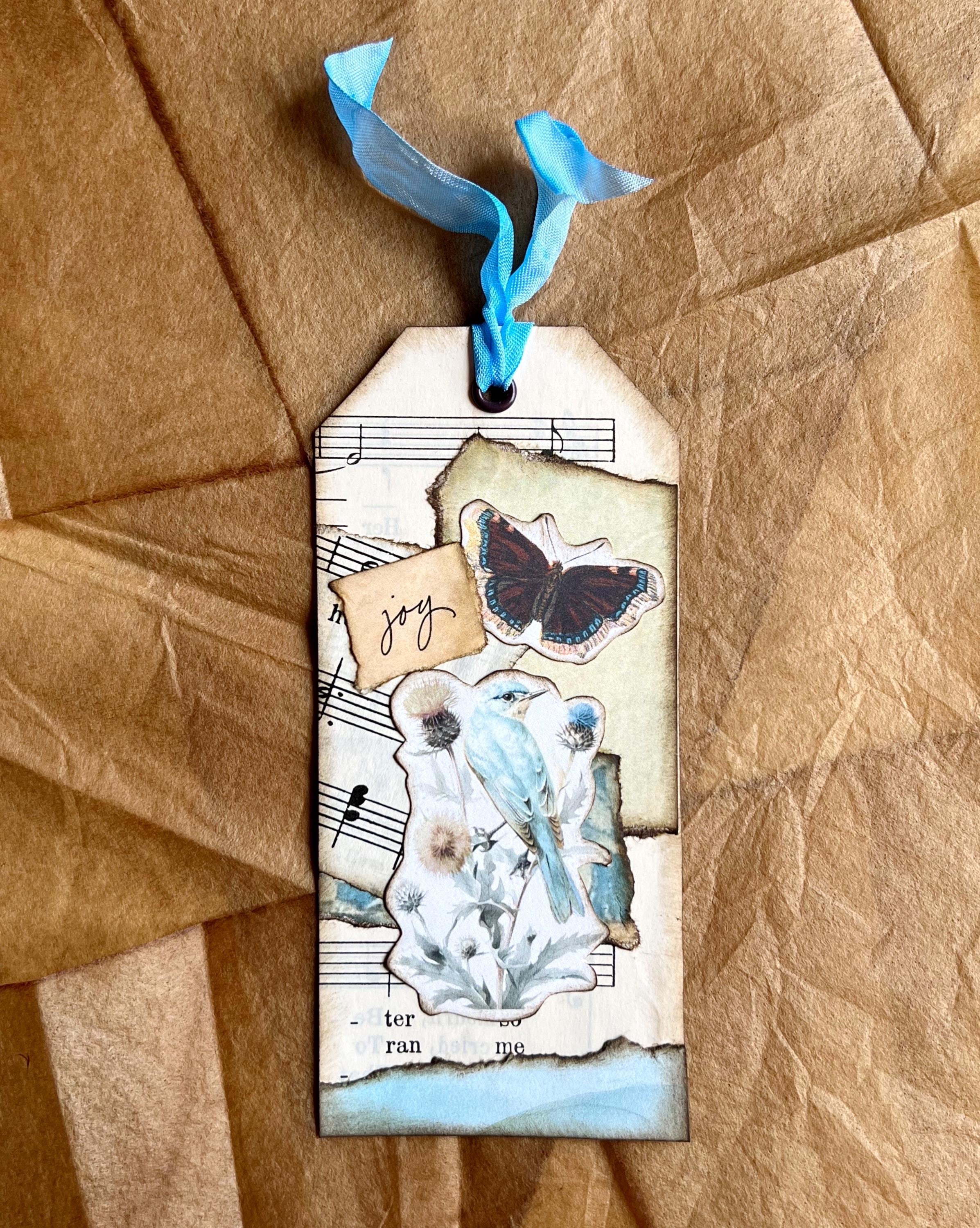 Set of 6 Junk Journal Tags. Handmade Tags With Ribbon. Shades of Blue ...