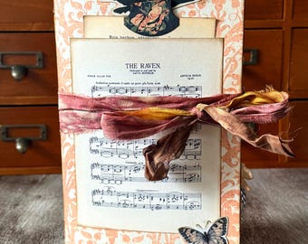 Vintage style Autumn themed handmade junk journal with Sari Silk closure.