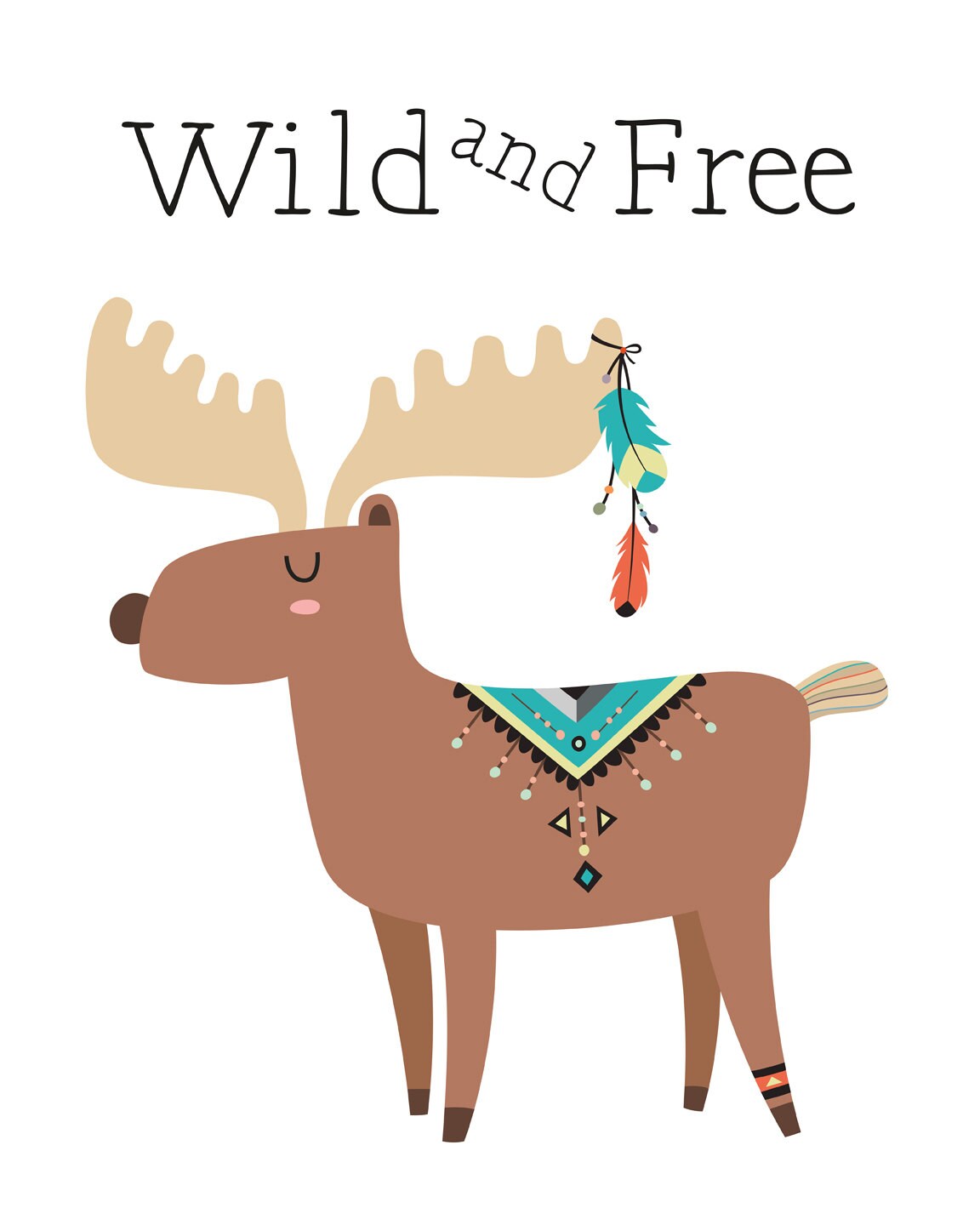 Elch Kinderzimmer Print - Wild and Free - Wald Elch Kinderzimmer ...