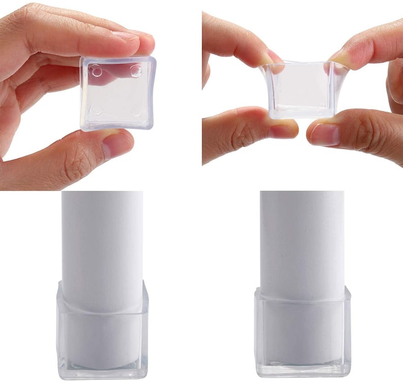 Square Chair Leg Caps 32pcs Transparent Clear AntiSlip 1 Etsy