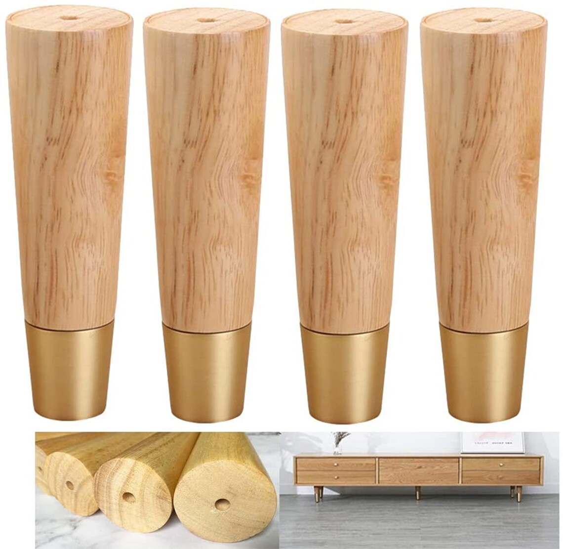 Round Solid Wood Replacement Sofa Legs Coffee Table Loveseat Etsy