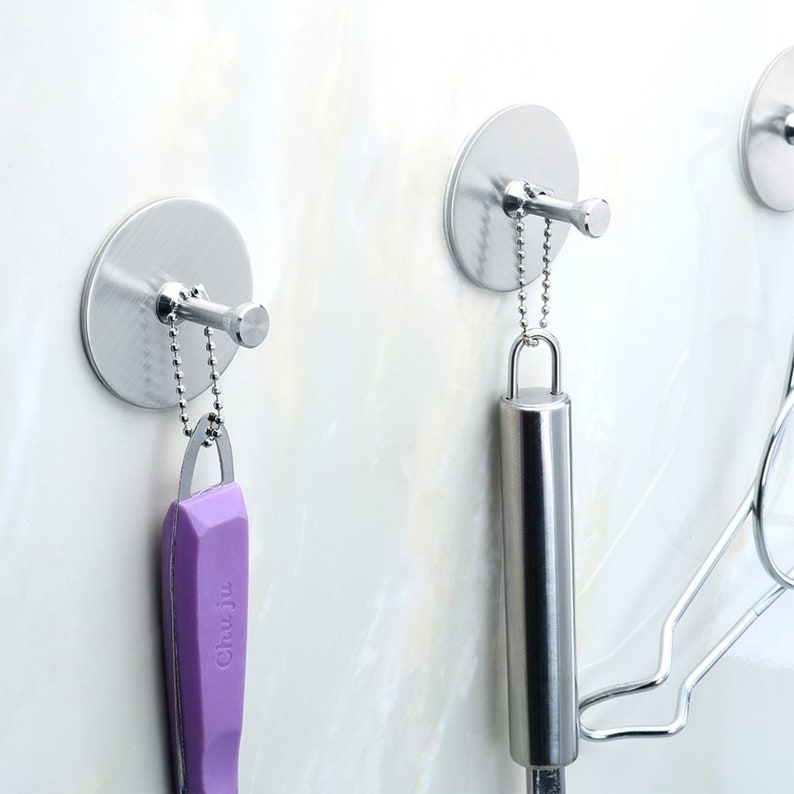 4 pcs Heavy Duty Adhesive Hooks Wall Hangers Hooks Stainless Etsy