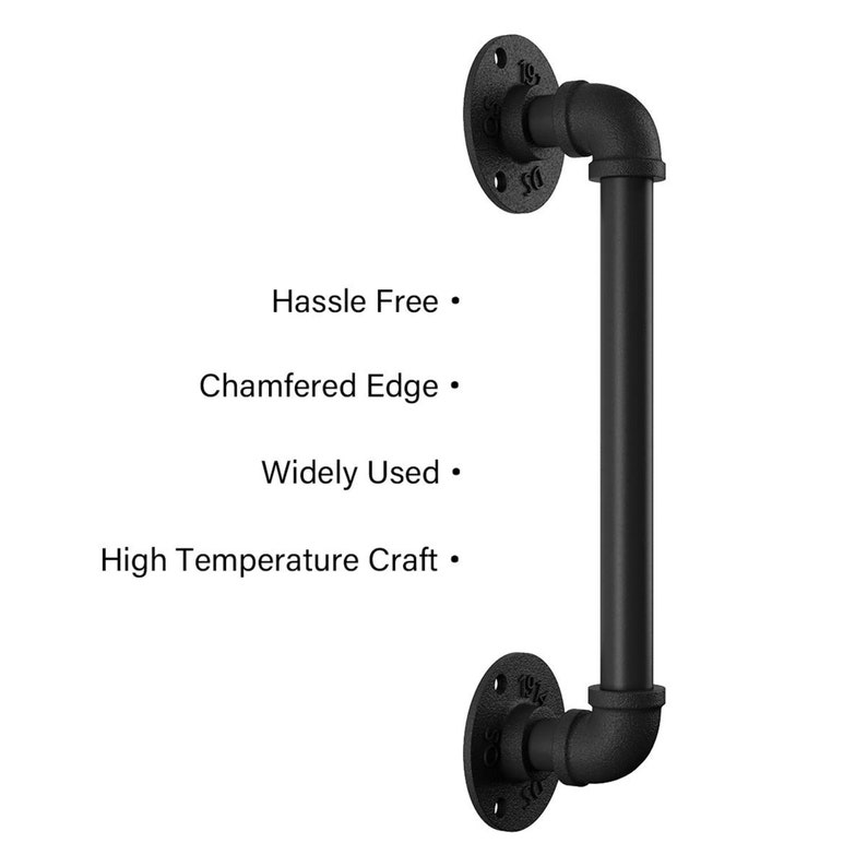 12 Pipe Barn Door Handle Black Rustic Industrial Grab Etsy