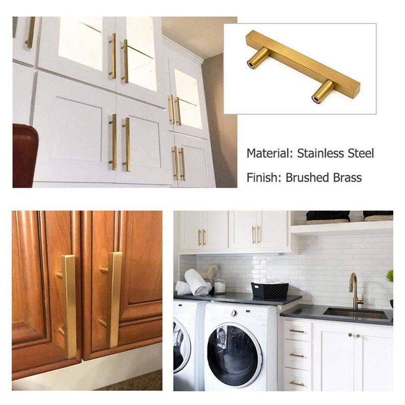 Brushed Brass Pulls Gold Kitchen Hardware Gold Etsy