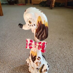 vintage mid-century long neck eyelash bow tie dog figurine whales porcelain