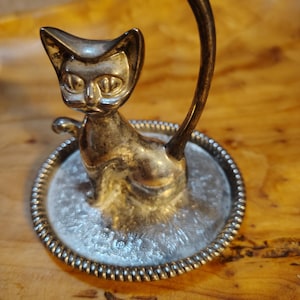 Vintage Silverplated Made in Hong Kong Cat Kitty Kitten Ring