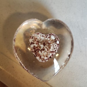 vintage art glass floating heart paperweight