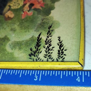 Victorian silhouette bubble glass reverse painted painting