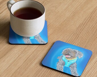 fine art terrier mix Cork-back coaster, mug coaster, glass coaster