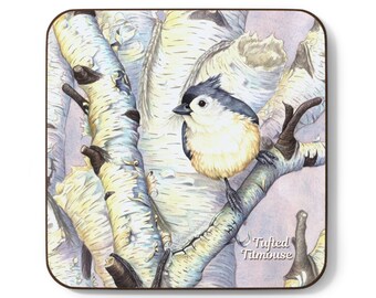 Tufted Titmouse Coaster | Bohan Art Songbird Collection | Watercolor, Bird Art, Birder Gift, Nature Painting, Wildlife Decor | 3.5 inches